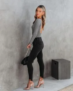 BLUE-001 Social Queen Metallic Knit Bodysuit - FINAL SALE -clothes Sales SocialQueenMetallicKnitBodysuit49