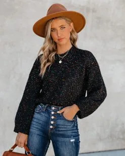 Splash Of Color Speckled Knit Sweater - Black - FINAL SALE -clothes Sales SplashOfColorSpeckledKintSweaterBlack102