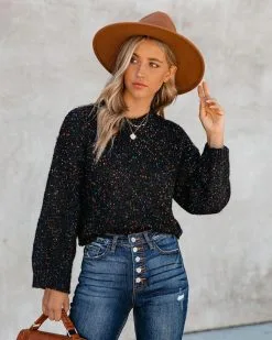 Splash Of Color Speckled Knit Sweater - Black - FINAL SALE