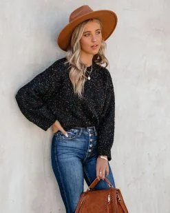 Splash Of Color Speckled Knit Sweater - Black - FINAL SALE -clothes Sales SplashOfColorSpeckledKintSweaterBlack128
