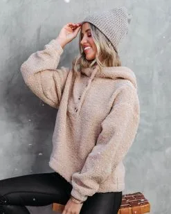 Squaw Valley Teddy Half Button Up Pocketed Pullover Sweater - Mocha - FINAL SALE -clothes Sales SquawValleyTeddyHalfButtonUpPulloverSweaterMocha50