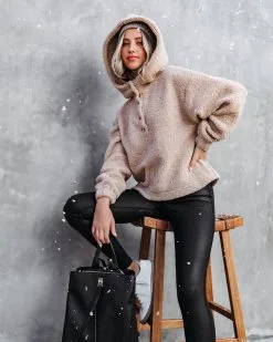 Squaw Valley Teddy Half Button Up Pocketed Pullover Sweater - Mocha - FINAL SALE -clothes Sales SquawValleyTeddyHalfButtonUpPulloverSweaterMocha60