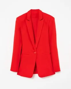 ENDL-001 Standards Pocketed Blazer - Tomato Red - FINAL SALE -clothes Sales StandardsPocketedBlazer TomatoRed