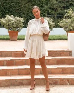 Starts With Love Smocked Dress - Cream - FINAL SALE -clothes Sales StartsWithLoveSmockedDressCream1