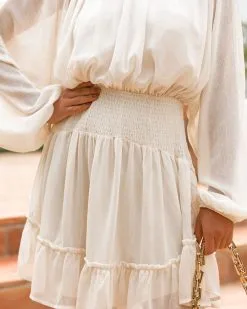 Starts With Love Smocked Dress - Cream - FINAL SALE -clothes Sales StartsWithLoveSmockedDressCream68