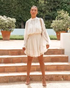 Starts With Love Smocked Dress - Cream - FINAL SALE