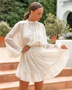 Starts With Love Smocked Dress - Cream - FINAL SALE -clothes Sales StartsWithLoveSmockedDressCream93