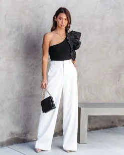 SALT-001 Statement Maker Ribbed One Shoulder Ruffle Bodysuit - Black - SALE 9 SALT-001 Statement Maker Ribbed One Shoulder Ruffle Bodysuit - Black - SALE -clothes Sales StatementMakerRibbedOneShoulderRuffleBodysuit Black