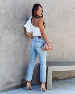 SALT-001 Statement Maker Ribbed One Shoulder Ruffle Bodysuit - White - SALE 10 SALT-001 Statement Maker Ribbed One Shoulder Ruffle Bodysuit - White - SALE -clothes Sales StatementMakerRibbedOneShoulderRuffleBodysuit White 10