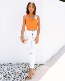 Sun Kissed Dreams Ribbed Knit One Shoulder Top - Orange -clothes Sales SunKissedDreams 2