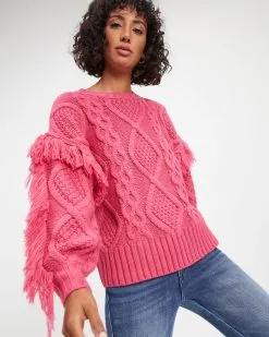 Sun Goes Down Cable Knit Fringe Pullover Sweater - Magenta - FINAL SALE 8 Sun Goes Down Cable Knit Fringe Pullover Sweater - Magenta - FINAL SALE -clothes Sales Sun Goes Down Cable Knit Fringe Pullover Sweater Magenta 1205
