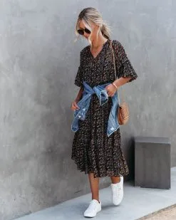 Sweetie Dear Floral Puff Sleeve Midi Dress - FINAL SALE