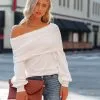 Tess Cashmere Blend Off The Shoulder Sweater - Ivory - SALE