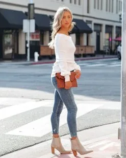 Tess Cashmere Blend Off The Shoulder Sweater - Ivory - SALE -clothes Sales TessCashmereBlendOffTheShoulderSweaterIvory75