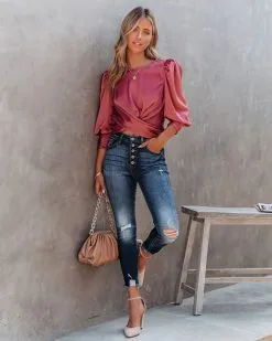 DO+B-001 Tessa Satin Criss Cross Crop Blouse - FINAL SALE 17 DO+B-001 Tessa Satin Criss Cross Crop Blouse - FINAL SALE -clothes Sales Tessasatincrisscrosscropblouse 2