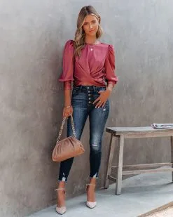 DO+B-001 Tessa Satin Criss Cross Crop Blouse - FINAL SALE 20 DO+B-001 Tessa Satin Criss Cross Crop Blouse - FINAL SALE -clothes Sales Tessasatincrisscrosscropblouse