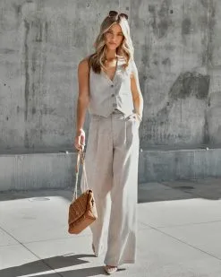 MUST-001 Theodora Pocketed Wide Leg Pants - FINAL SALE