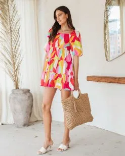 SALT-001 Think Bold Printed Smocked Cotton Babydoll Dress - SALE -clothes Sales Thinkboldprintedsmockedcottonbabydolldress21