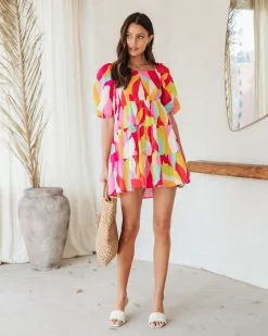 SALT-001 Think Bold Printed Smocked Cotton Babydoll Dress - SALE -clothes Sales Thinkboldprintedsmockedcottonbabydolldress32