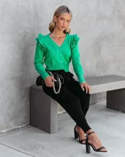 Thinking Of You Knit Ruffle Cardigan - Kelly Green - FINAL SALE 16 Thinking Of You Knit Ruffle Cardigan - Kelly Green - FINAL SALE -clothes Sales ThinkingOfYouKnitRuffleCardiganKellyGreen127