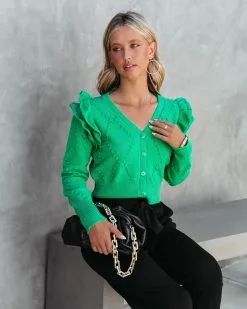 Thinking Of You Knit Ruffle Cardigan - Kelly Green - FINAL SALE 15 Thinking Of You Knit Ruffle Cardigan - Kelly Green - FINAL SALE -clothes Sales ThinkingOfYouKnitRuffleCardiganKellyGreen128