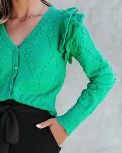 Thinking Of You Knit Ruffle Cardigan - Kelly Green - FINAL SALE 12 Thinking Of You Knit Ruffle Cardigan - Kelly Green - FINAL SALE -clothes Sales ThinkingOfYouKnitRuffleCardiganKellyGreen82