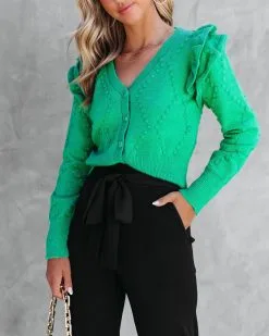 Thinking Of You Knit Ruffle Cardigan - Kelly Green - FINAL SALE 11 Thinking Of You Knit Ruffle Cardigan - Kelly Green - FINAL SALE -clothes Sales ThinkingOfYouKnitRuffleCardiganKellyGreen87