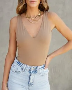 BLUE-001 Tinsley Plunge Neck Bodysuit - Mocha -clothes Sales Tinsleyplungeneckbodysuitmocha411