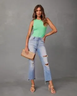 GILL-001 Tod Sleeveless Ribbed Knit Bodysuit - Lime 9 GILL-001 Tod Sleeveless Ribbed Knit Bodysuit - Lime -clothes Sales Todsleevelessribbedknitbodysuitlime33541