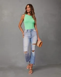 GILL-001 Tod Sleeveless Ribbed Knit Bodysuit - Lime 12 GILL-001 Tod Sleeveless Ribbed Knit Bodysuit - Lime -clothes Sales Todsleevelessribbedknitbodysuitlime33601