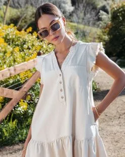 Trisha Cotton Frayed Hem Mini Dress - Beige - SALE 13 Trisha Cotton Frayed Hem Mini Dress - Beige - SALE -clothes Sales TrishaCottonFrayedHemMiniDress Beige102