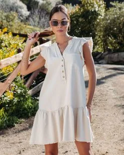 Trisha Cotton Frayed Hem Mini Dress - Beige - SALE 12 Trisha Cotton Frayed Hem Mini Dress - Beige - SALE -clothes Sales TrishaCottonFrayedHemMiniDress Beige50