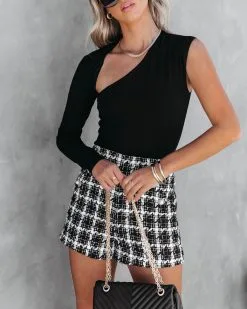 LUSH-001 Unforgettable Night One Shoulder Cutout Bodysuit - Black - FINAL SALE