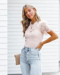 FATE-001 Unrequited Love Lace Bodysuit - Dusty Rose - FINAL SALE