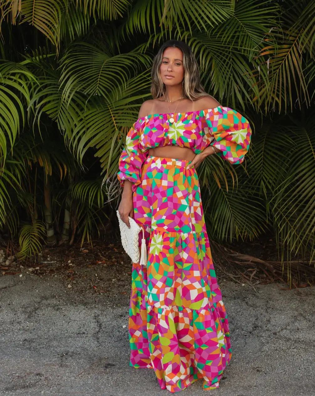 SALT-001 Down In Rio Cotton Printed Tiered Maxi Skirt - SALE 1 SALT-001 Down In Rio Cotton Printed Tiered Maxi Skirt - SALE