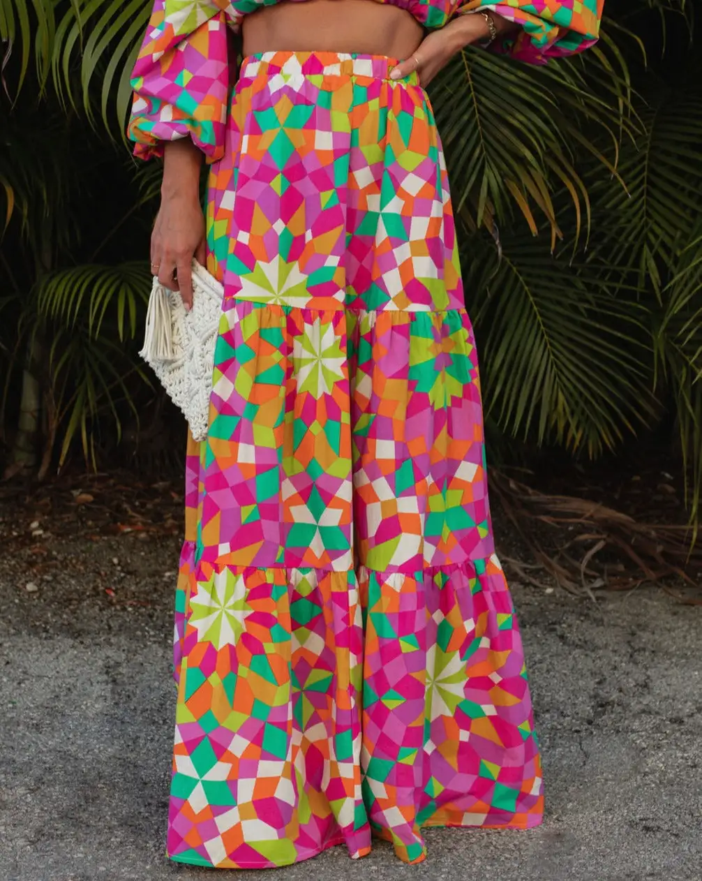 SALT-001 Down In Rio Cotton Printed Tiered Maxi Skirt - SALE 2 SALT-001 Down In Rio Cotton Printed Tiered Maxi Skirt - SALE - Image 2