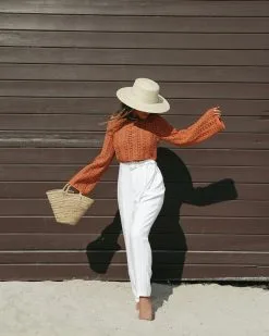 Holiday In The Sun Crochet Long Sleeve Top