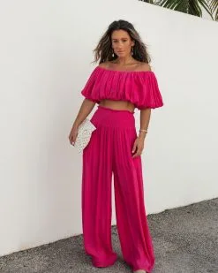 FLAW-001 Mila Pocketed Wide Leg Pants - Hot Pink - SALE -clothes Sales VICIXSOD PinkSet 1 2037ff35 b676 42aa a13a 8a2384c5d358