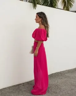 FLAW-001 Mila Pocketed Wide Leg Pants - Hot Pink - SALE -clothes Sales VICIXSOD PinkSet 2 3022f86c df88 4ddd a07b 97767935f58d