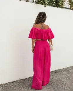 FLAW-001 Mila Pocketed Wide Leg Pants - Hot Pink - SALE -clothes Sales VICIXSOD PinkSet 3 99c6f107 ba6e 42e0 af69 6e45cf2b8be2