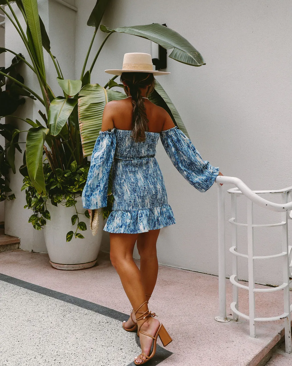 ACOA-001 Blue Waves Smocked Mini Skirt - FINAL SALE 2 ACOA-001 Blue Waves Smocked Mini Skirt - FINAL SALE - Image 2