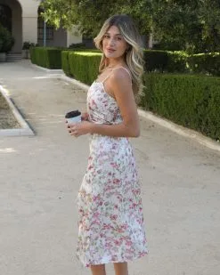 PROM-001 Everything To Me Satin Floral Midi Skirt - SALE -clothes Sales ViciApril 167