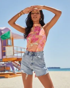 SALT-001 Viaje Al Paraiso Halter Back Tie Bodysuit - LAST CHANCE