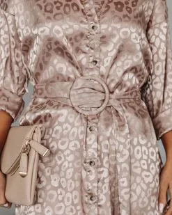 Vicky Satin Embossed Belted Shirt Dress - Mocha - FINAL SALE -clothes Sales VickySatinEmbossedBeltedShirtDressMocha103