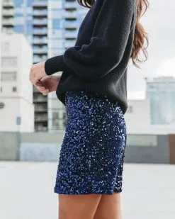 FATE-001 Viva La Vida Sequin Velvet Mini Skirt - Midnight Blue - FINAL SALE -clothes Sales VivaLaVidaSequinVelvetMiniSkirt MidnightBlue21