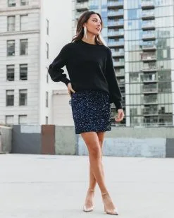 FATE-001 Viva La Vida Sequin Velvet Mini Skirt - Midnight Blue - FINAL SALE -clothes Sales VivaLaVidaSequinVelvetMiniSkirt MidnightBlue4