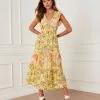 Novalie Boho Tiered Maxi Dress - Yellow