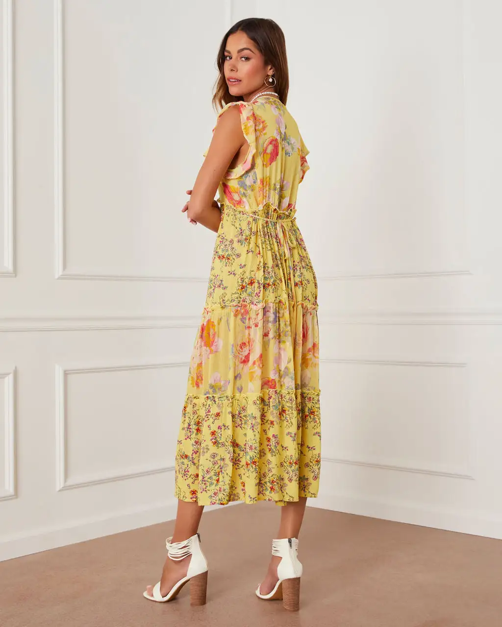 Novalie Boho Tiered Maxi Dress - Yellow 2 Novalie Boho Tiered Maxi Dress - Yellow - Image 2