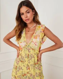 Novalie Boho Tiered Maxi Dress - Yellow 9 Novalie Boho Tiered Maxi Dress - Yellow -clothes Sales WQ937940C YELLOWCREAMPOMRED 14978