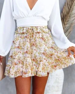 FATE-001 Way With Words Floral Chiffon Ruffle Mini Skirt - LAST CHANCE -clothes Sales WayWithWordsFloralChiftonRuffleMiniSkirt47